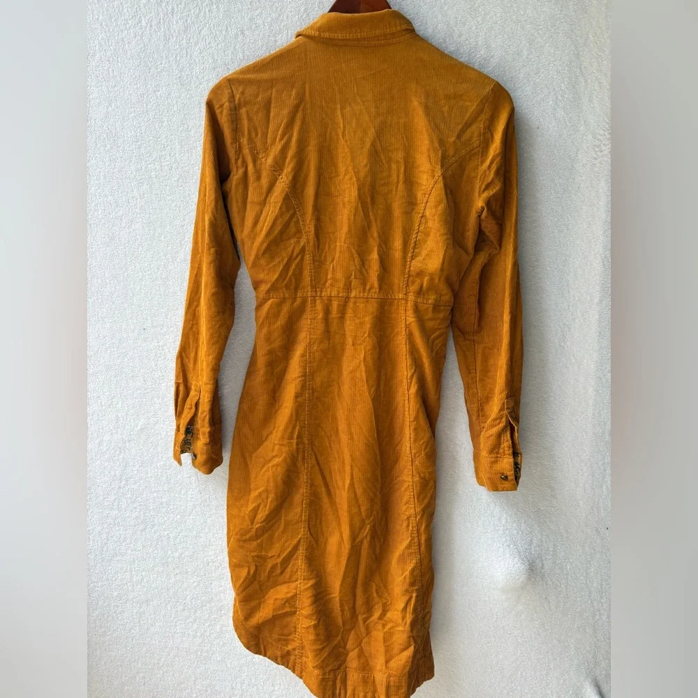 Maeve Anthropologie Mustard Tie Front Corduroy Mini Dress Long Sleeve - Picture 2 of 8